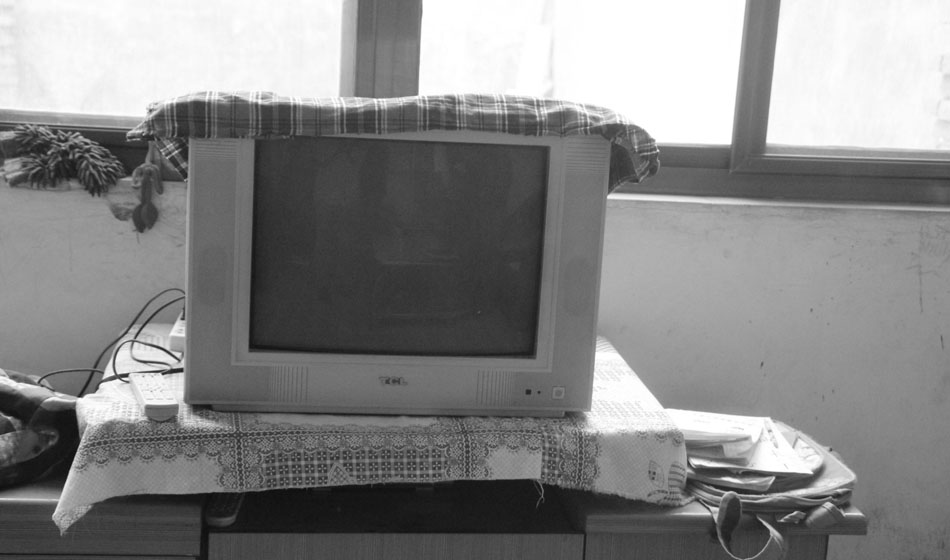 這臺彩色電視機(jī)是家里唯一的家用電器，而如今它也只是擺設(shè)，沒有人打開，即便是色彩斑斕的呈現(xiàn)，對這一家人來說都是黑白。